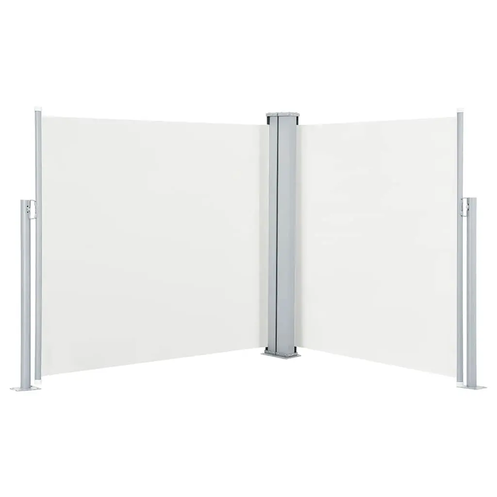 vidaXL Retractable Side Awning, Folding Privacy Screen with Double Side, Outdoor Divider Wall Patio Awning for Deck Porch Garden, Cream 47.2"x236.2 48449