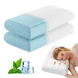 Memory Foam Pillows for Sleeping, Bed Pillows for Adults with Washable Cover and Breathable Mesh, Gel Cooling Pillow for Back and Side Sleeper Support