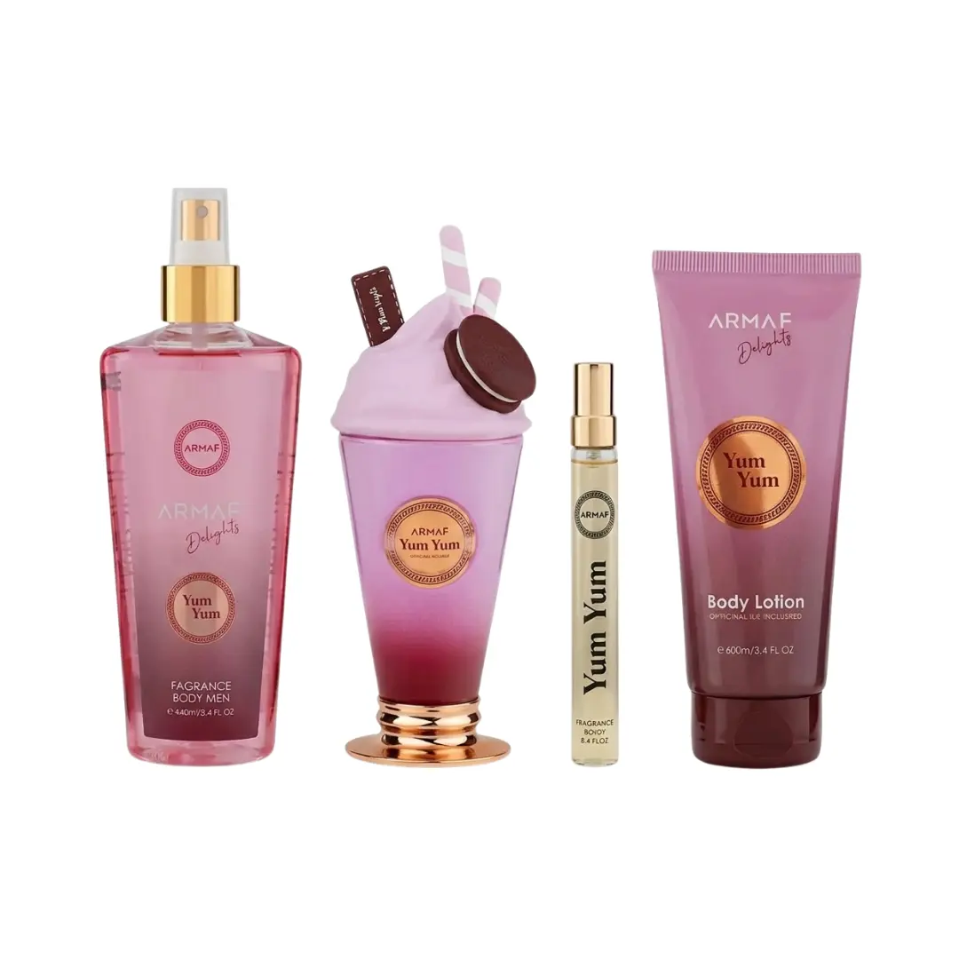 Armaf Set Yum Yum 3.4 Oz Edp + Travel 0.30 Oz + Body Lotion 3.4 Oz + Body Mist 8.4 Oz Women