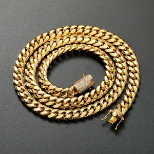 Men's Titanium Steel Cuban Chain Necklace — Gold-Tone "Whip" Link Style — Trendy, Distinctive, and "Ins-Style" Jewelry — Gift for Boyfriend — Polished Titanium Steel/Stainless Steel Necklace