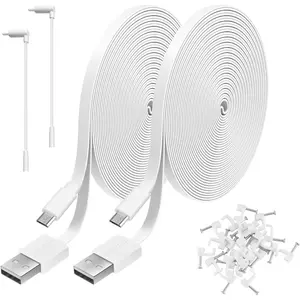 2 Pack 20FT Power Extension Cable Compatible with Cam V4,Cam v3,Cam Pan,Cam OG,NestCam Indoor,Blink,Amazon Cloud Camera,USB to Micro USB Durable Charging and Data Sync Cord(White)