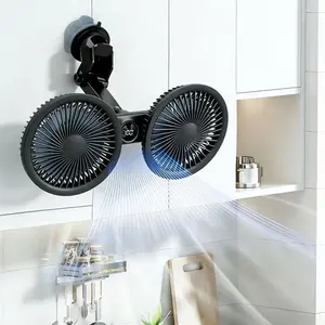 Suction cup fan,Multifunctional cooling fan,Rechargeable cooling fan,Portable car seat cooler,car/kitchen fan,360° rotation, left and right adjustment, three speed, with 3600mAh batteries, folding fan, suitable for cars, bathrooms, kitchens