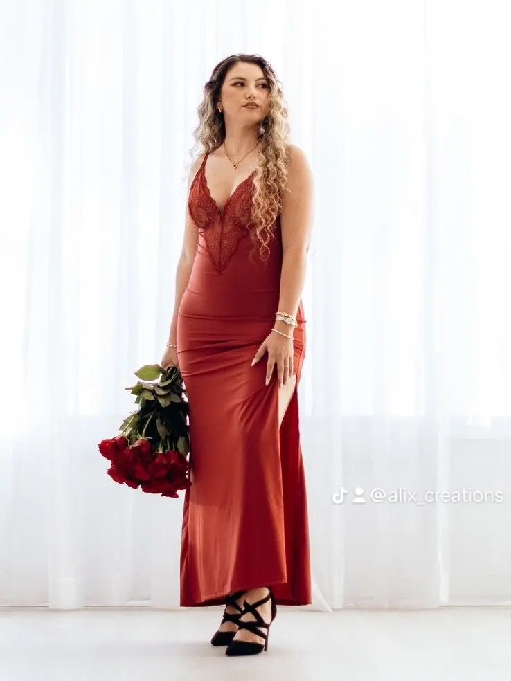 Popilush The Shapewear Dress Lace Slip Split Maxi Dress or Jumpsuit Summer Womenswear Casual Fit Comfortable Loose Lady Formal Spaghetti Strap Body-hugging Fit with Tummy Control