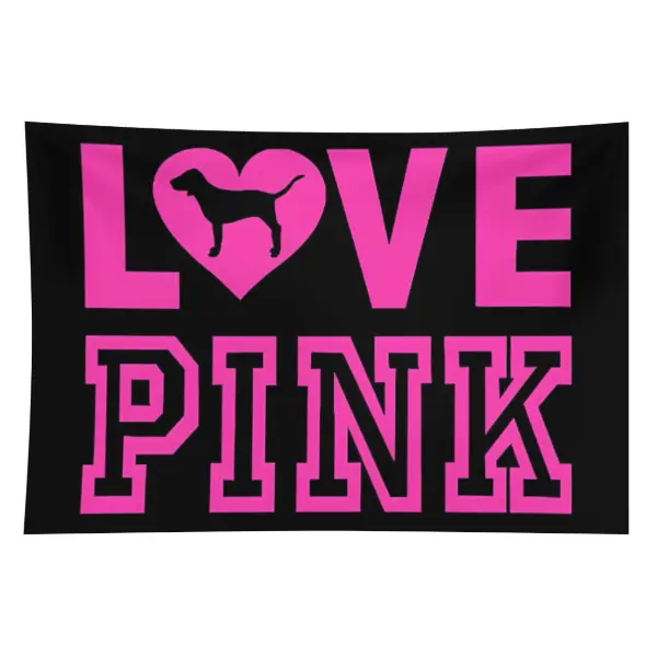 60in x 40in  home decor banner Decoration Background Cloth LOVE PINK Pink Slogan Tapestry Flag Wall Hanging Tapestries Aesthetic Room Home Decor Wall Art Decor funny hanging poster fan bedroom living room gift