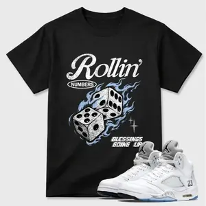 Metallic 5 Inspired Shirt, White Metallic 5 Outfit, White Silver Sneaker Outfit Tee, Casual Streetwear For Men Women