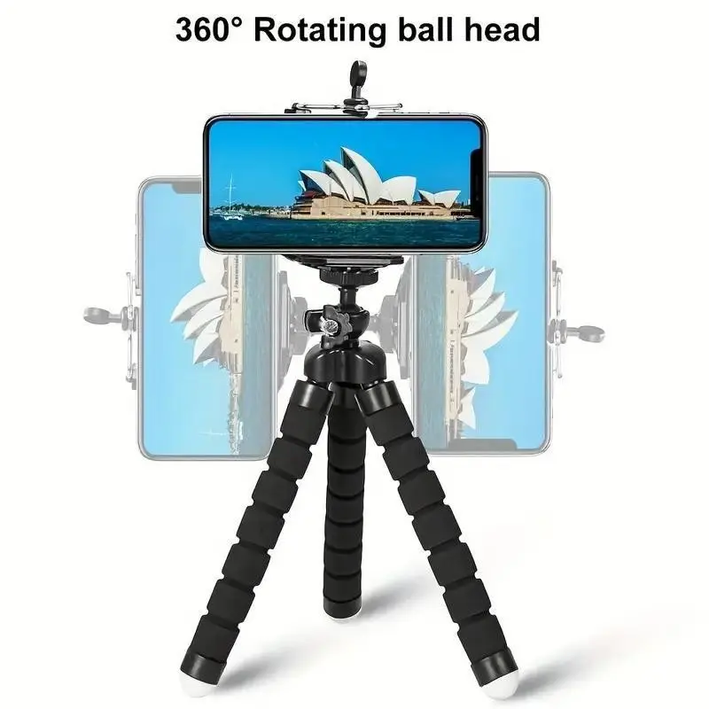 Octopus Phone Stand Camera Holder Selfie Stand Durable Foldable Multiple Folds Not Damaged Fits iPhone Smartphone Cameras Desktop Universal Sponge Stand Phone Accessories