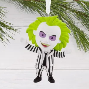 Hallmark Beetlejuice Christmas Ornament - Green Hair & Striped Suit Design for Festive Decor