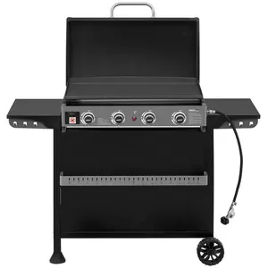 Royal Gourmet PD4001 30-Inch Gas Griddle with Hood, Tabletop Gas Griddle with Removable Standing Cart, Cart with Side Shelves Outdoor BBQ Grill