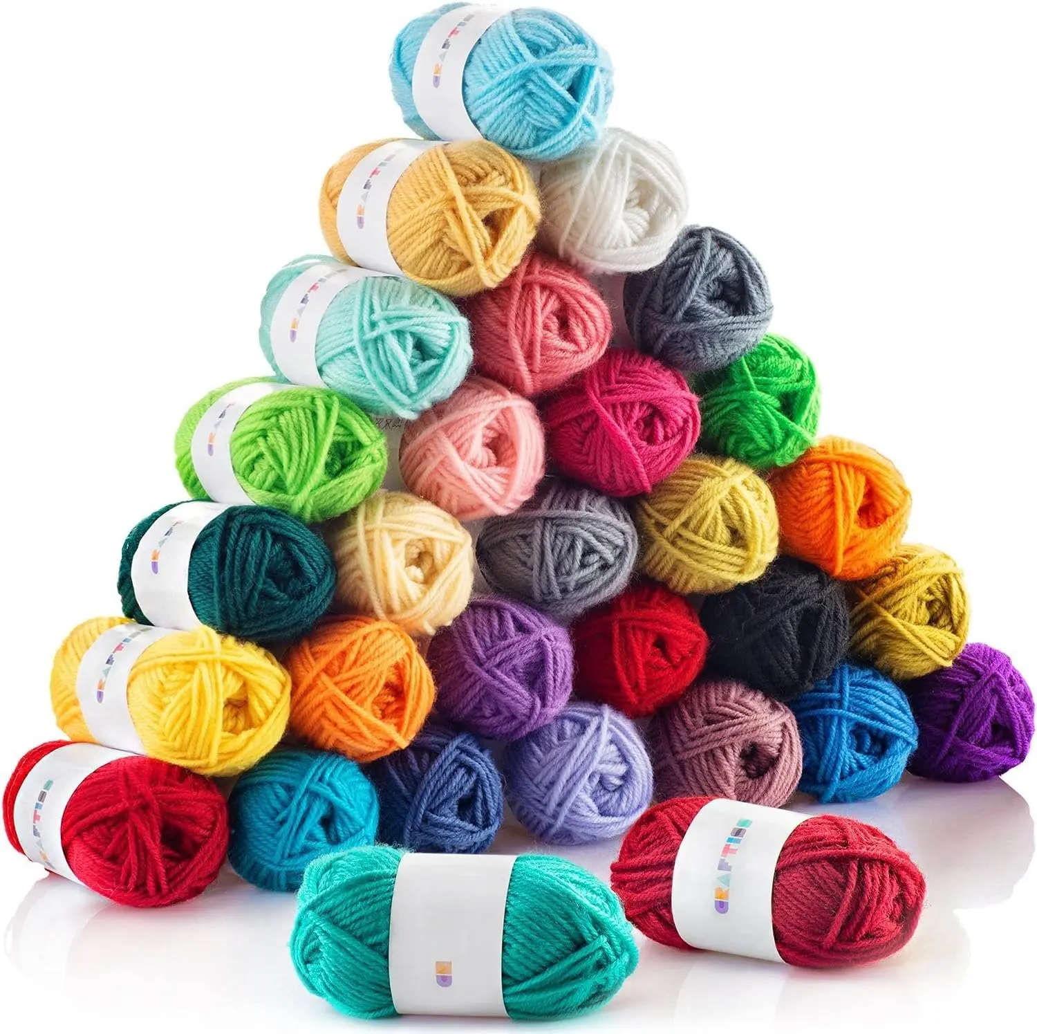 30 of 20g/0.7Oz  Yarn Mini Skeins - 1300 Yards of Soft Yarn for Crocheting and Knitting Craft Project, Assorted Starter Crochet Bulk Kit for Adults and