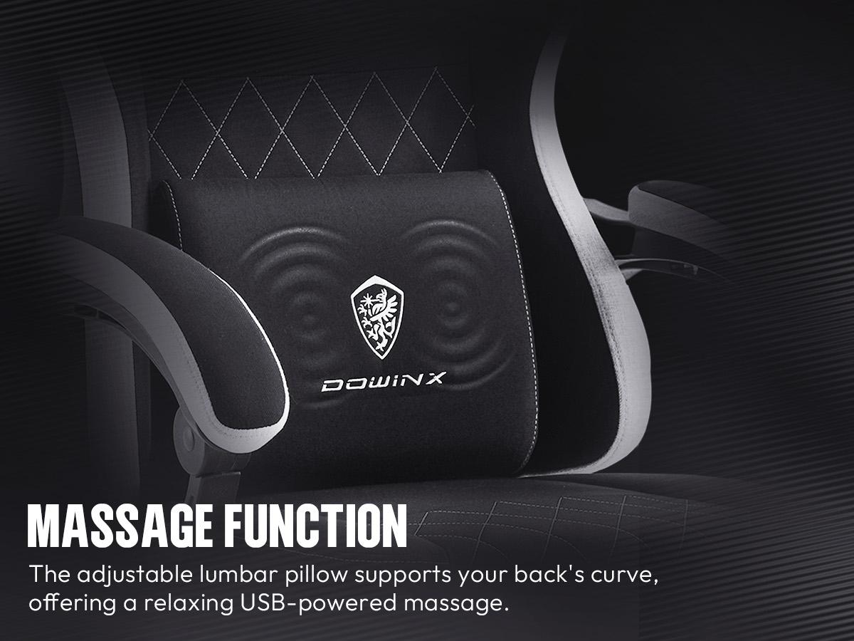 Dowinx Fabric Gaming Chair, Ergonomic Computer Chair with Footrest and Pocket Spring Cushion, Height Adjustable Video Gamer Chair with Lumbar Support for Adults