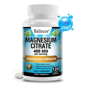 Balincer Magnesium Citrate Health Supplement, Supports muscle, nerve, and energy health, 120 Capsules