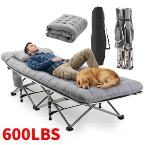 75 Inch Outdoor Folding Bed, Camping Bed With Flip Mattress, Portable Foldable Guest Bed, 450/500/600 Pound Load-bearing Capacity, Heavy-duty Bed With Handbag, Suitable For Teenagers, Adults, Travelers, Gardens, Balconies