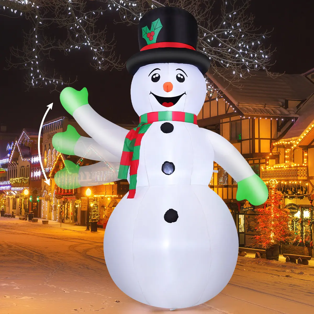 GOOSH 7 FT Waterproof Giant Colorful Inflatable Christmas Snowman, Party Decoration Supplies, Lighted Decor with Shaking Hand, Built-in LEDs, Stake, Outdoor Decoration Light for Indoor-Outdoor Holiday Use