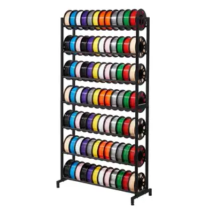 3D Printer Filament Storage Rack - 7 Tier Spool Holder Organizer For PLA ABS PETG Filament Reels, Wall Mount Or Desktop Stand, Durable Sturdy Design, Space Saving, Wide Compatibility, Easy Access, Multi Shelf