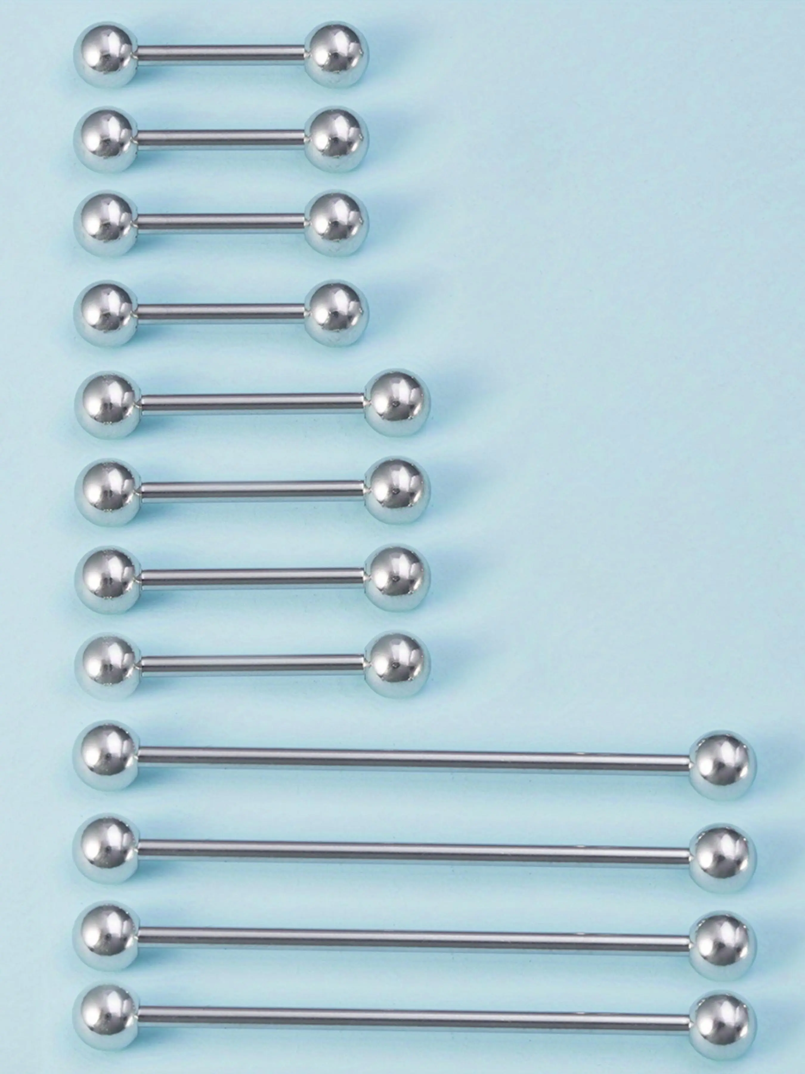 Stainless Steel Piercing Barbell Bernay Tongue Ring, Body Piercing Jewelry, Industrial Piercing Earrings for Women & Men, Mixed Sizes 38mm 16mm 12mm, 6/12pcs Set