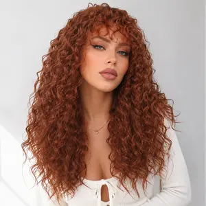 20 Inch Synthetic Hair Shaggy Haircuts Curly Wig with Bangs Glueless Synthetic Bang Wigs with Realistic Scalp Put On and Go Beginner Friendly TikTokShopDealsForYourDays