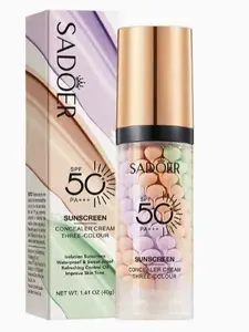 3-in-1 Color Correcting Facial Serum, Moisturizing Primer, , SPF 50 PA+++, Brightening Primer for Even Skin Tone, Oil Control & Refreshing, Purple, Pink & Green Tones Moisturizer