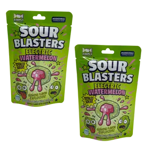 Sour Blasters Extreme Sour Electric Watermelon Gummies • 2 Packs Each 5.29 Oz Each • Juicy Liquid Center • Super Sour Blast Candy Challenge • Flavor Explosion Treat