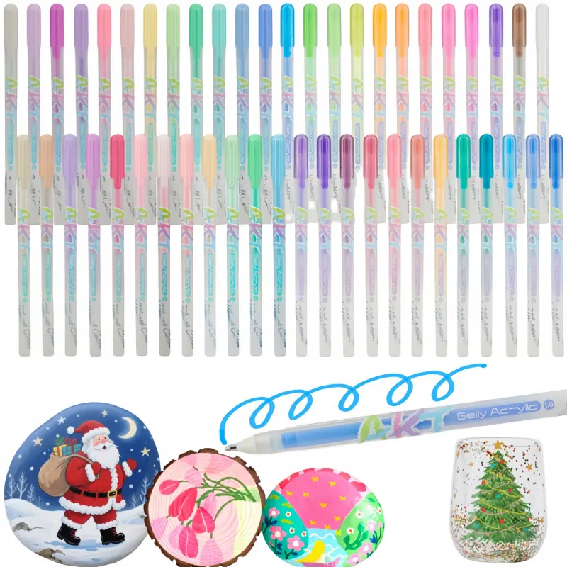 Arylic Paint Gel Pens,Pastel Gel Pens Fine Tips for Wood, Canvas, Stone, Rock Painting, Glass, Ceramic Surfaces, DIY Crafts Making Art Supplies