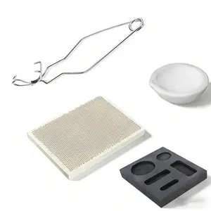 Jewelry Melting Tool Set - Ceramic Crucible Bowl, Honeycomb Soldering Board, 5-Hole Graphite Ingot Mold & Crucible Tongs for Gold Silver Casting