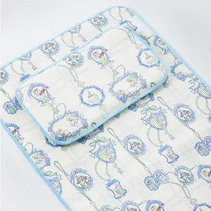 Baby Bed Ice Silk Cooling Mat, Cartoon Print, Breathable, Summer Air Conditioning Pad, Infant Comfort Mat