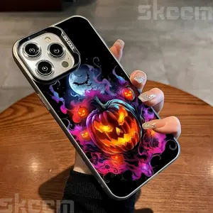 Neon Halloween Pumpkin Phone Case | Spooky Glow Vibes.Jack-o'-Lantern Nightmare | Dark Halloween Phone Cover.For iPhone17/16/15/14/13/12/11/Pro/Pro Max