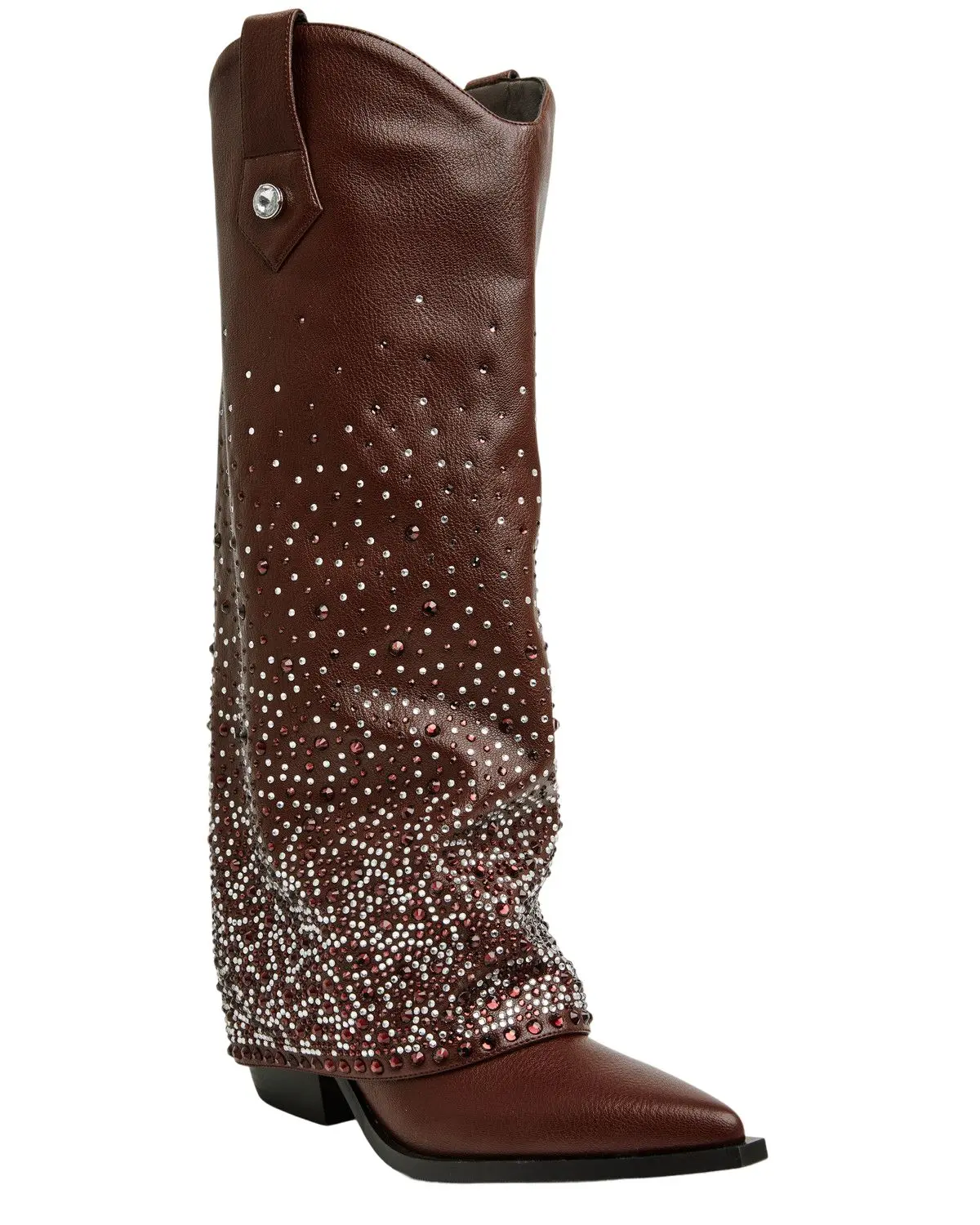 Azalea Wang Women's Women'S Beth Rhinestone Tall Fashion Boot Snip Toe - Beth-Brn