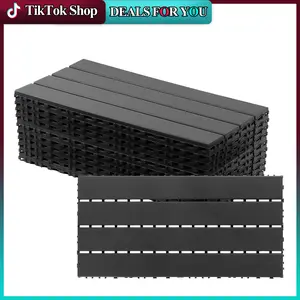 Interlocking Deck Tiles, 48 Pack,24"x12" 96 sq.ft Plastic Waterproof Outdoor Flooring All Weather Use, Patio Floor Decking Covering Tiles for Porch Poolside Balcony Backyard