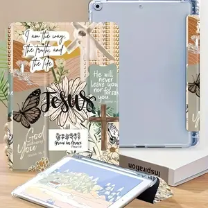 Retro-style colorful floral pattern, adjustable stand and pen slot, foldable non-slip TPU protective case, suitable for Samsung, iPad mini, iPad Air, iPad Pro/iPad 10th generation, 11th generation and other iPad models.