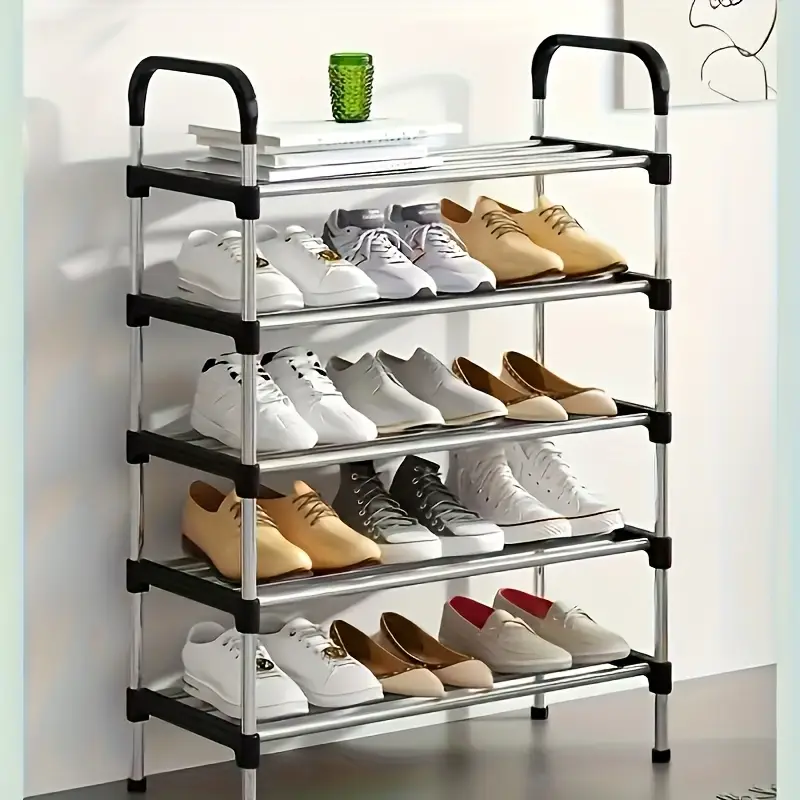[Multi-Tier Shoe Organizer] 5-Tier Metal Shoe Rack - Space-Saving, Durable Iron Construction, Easy to Assemble - Floor-Standing Design for Entryway, B