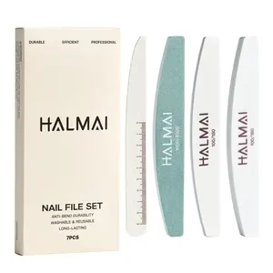 HALMAI Professional Nail File & Buffer Kit | Reusable Double-Sided 100/180 Grit Emery Boards for Natural & Acrylic Nails, Home & Salon Use