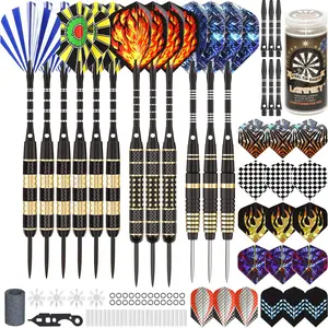 Darts Metal Tip Set, Steel Tip Darts Set 20 Grams 24 Grams and 26 Grams Professional Darts for Dartboard with Aluminum Shafts, Brass Barrels, Extra Flights, Sharpener Tool Kit, Carrying Case
