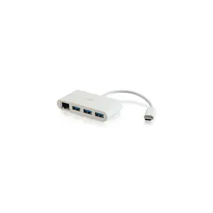 C2G  USB C Ethernet Adapter & 3 Port USB Hub - White