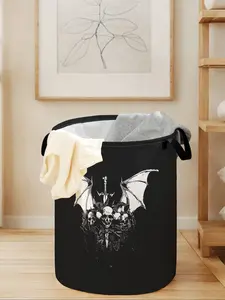 Skull Print Laundry Basket with Handle, Laundry Hamper, Durable Foldable Clothes Storage Bin, Large Capacity Toy Organizer for All Seasons