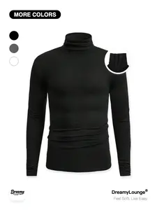 Men's Fitted High Neck Long Sleeve Top, Thermal Stretch Warm Base Layer, Ideal for Home Wear, Outdoors, Gym, Street Style