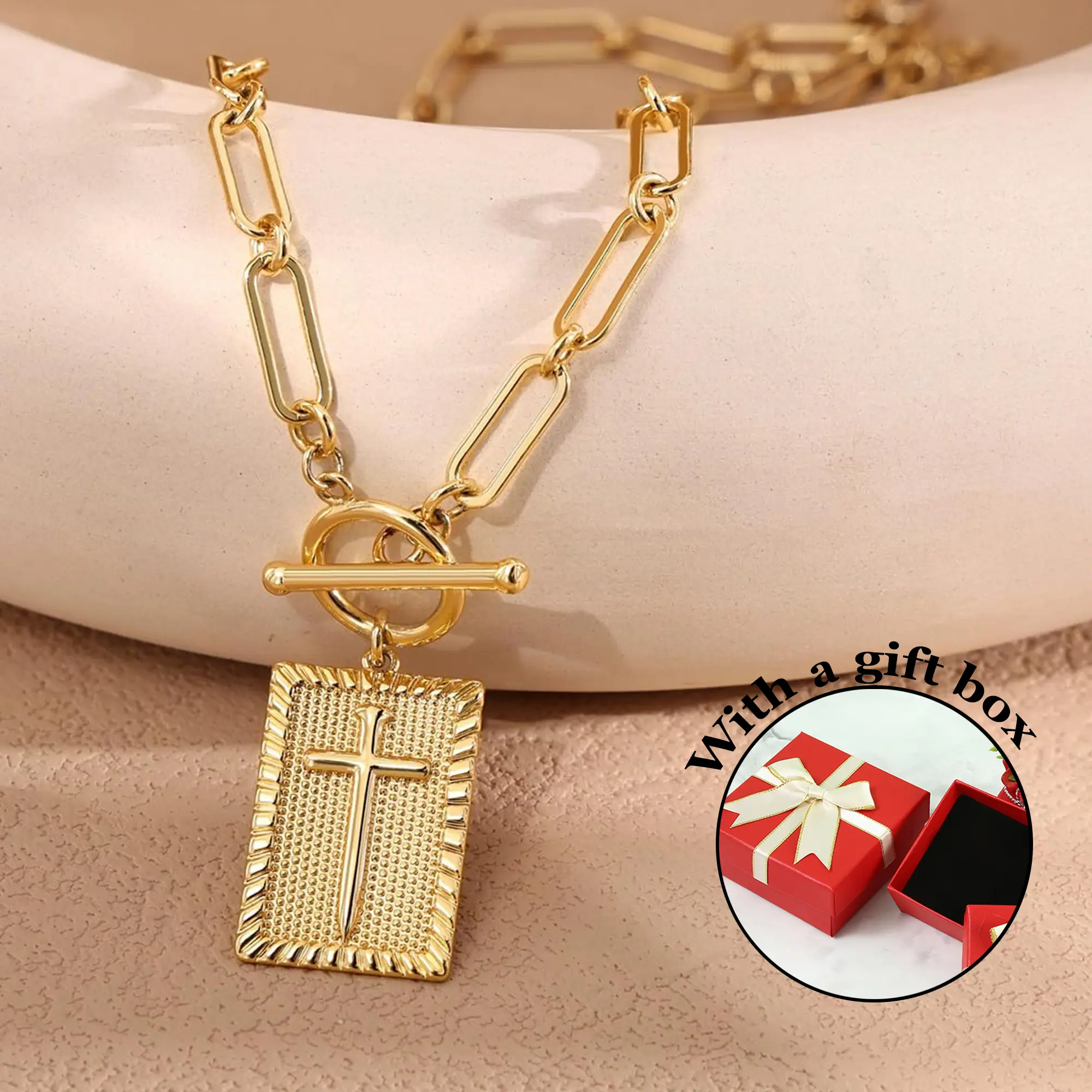 Women's Charm Outdoorfun Cross Choker Necklace - Thick Chunky Paperclip-Cuban Link Chain, Exquisite Chain Jewelry, Bling Stylish Accessory, Faith-Based Fashion, Hip Hop Costume Jewelry, Trendy Gift, Fashionable Jewelry, Cross Necklace