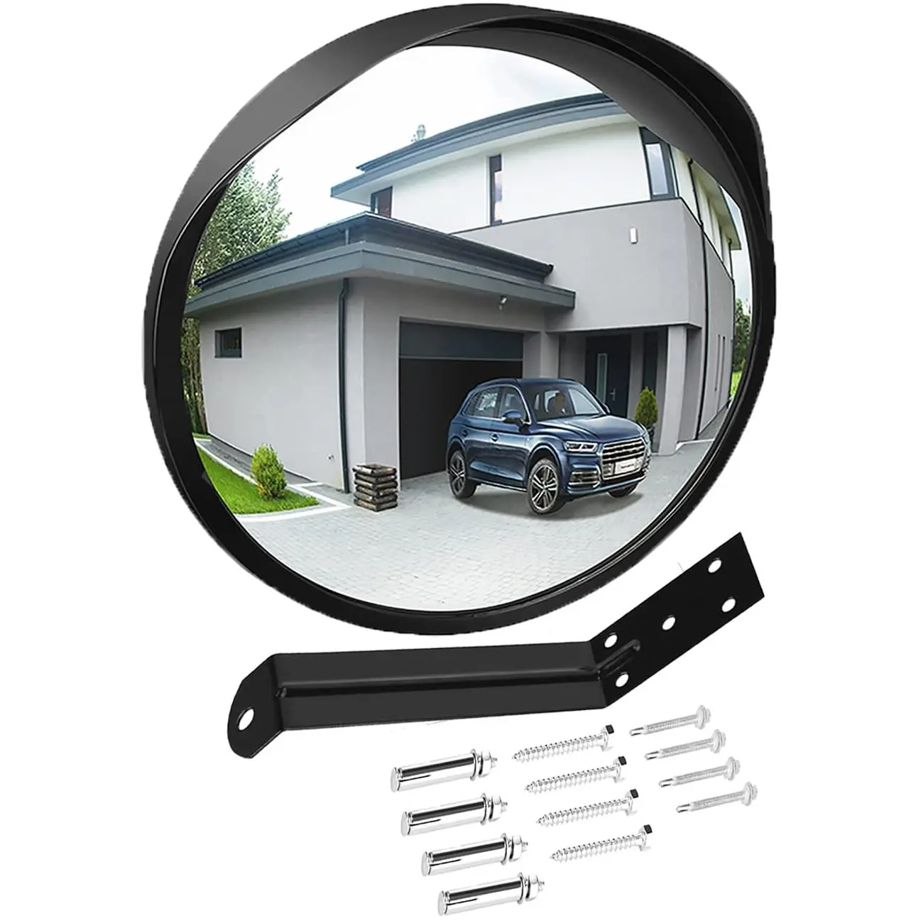 Convex Mirror Outdoor For Garage And Traffic Driveway Park Assistant  12 In Security With Adjustable Fixing Bracket Indoor