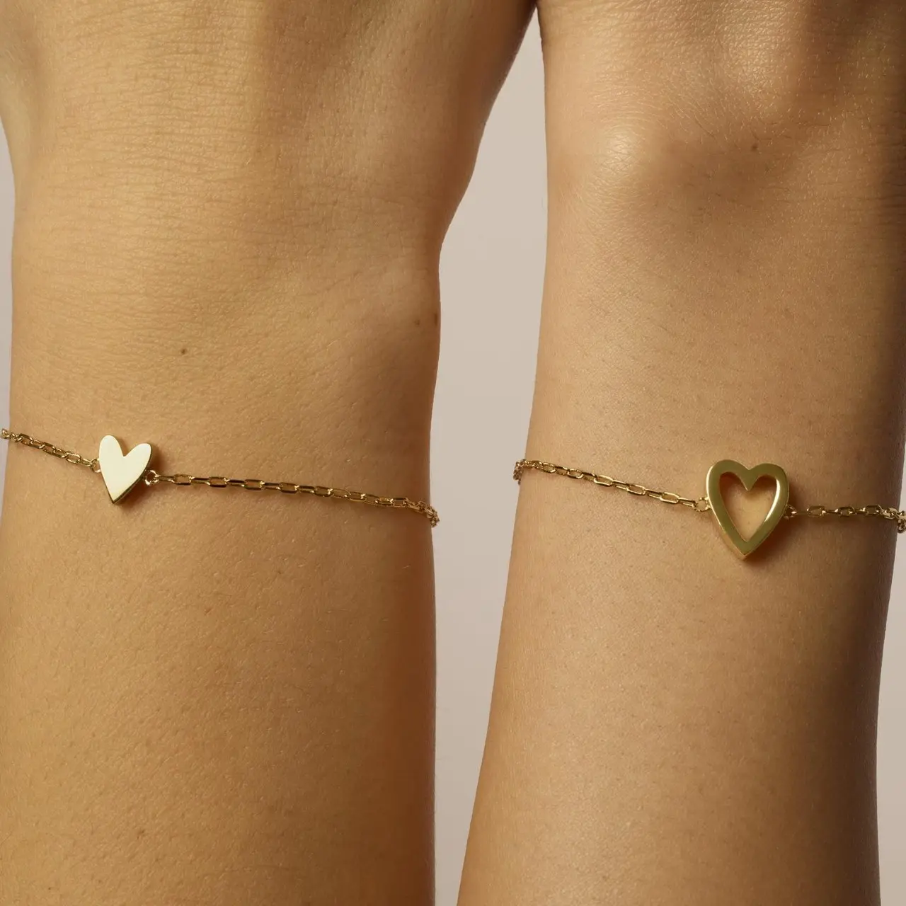 Yunsu 14K Gold Plated Adjustable Matching Bracelets for Women Heart Charm & BFFFriendship Styles Valentine's Day Gift Heart Shaped Bracelet