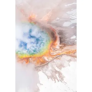 Grand Prismatic Spring Winter Fog Landscape, Yellowstone National Park