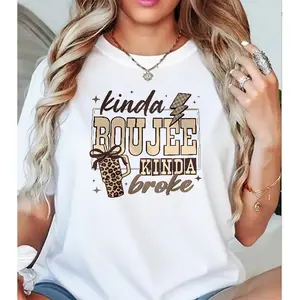 Kinda Boujee Kinda Broke Leopard Tumbler Graphic Tee