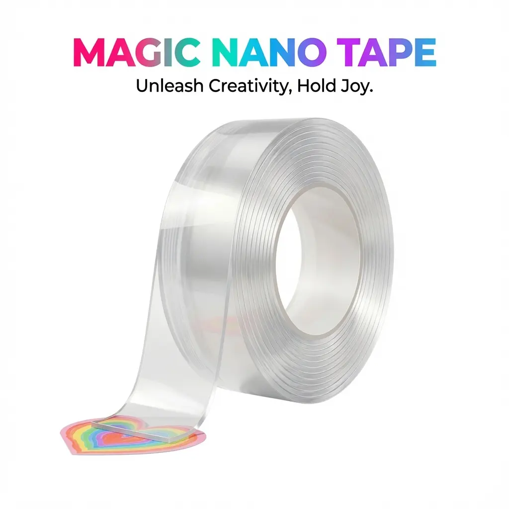 MAGICNANOTAPE Reusable Transparent Nano Tape Bubble Kit, Unisex DIY Crafts Set with Glitter & Straws, Squishy Bubbles Stress Relief Sensory Fidget Toy Gift for Kids Ages 4-12