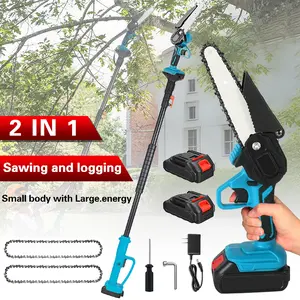 2 in 1 Cordless Pole Saw & Mini Chainsaw with 2 Batteries, Power Electric Polesaw for Tree Trimming, Chain Saw with Extension Pole, 6.5ft Reach, Limb Branch Cutter Pruner