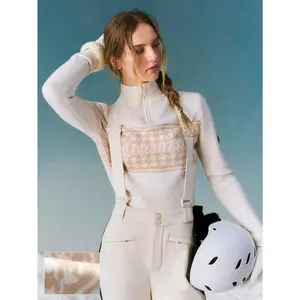 GLOWMODE Soft Warm Houndstooth Jacquard Quarter-Zip Cashmere Sweater Jumper