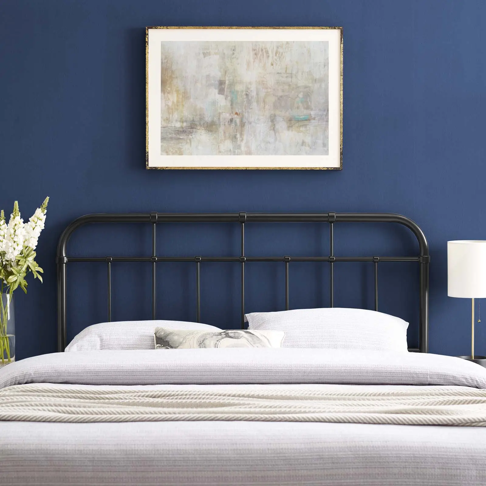 Modway Alessia Full Metal Headboard, Black Bedroom Furniture