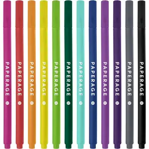 Felt Tip Fine Point Pens 0.4mm, 12 Pack Colored Pens for Journaling Notebooks Planners Calendars Drawing, Great for School Office & Home (Rainbow)