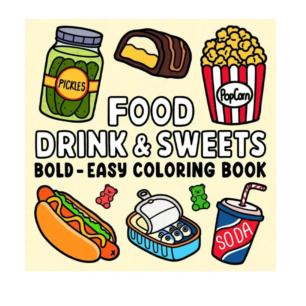 1pc Food Drink Candy Coloring Book, Doodle Books, 56 Pages Fun Designs, Stress Relief Activity for Adults, Perfect Gift for Any Occasion, Drawing Paper Craft