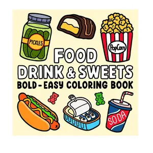 1pc Food Drink Candy Coloring Book, 56 Pages Fun Designs, Stress Relief Activity for Adults, Perfect Gift for Any Occasion, Drawing Paper Craft