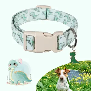 Dinosaur Theme Dog Collar, Durable Breathable, Adjustable with Quick Release Buckle, Suitable for Small Medium Large Dogs, Ideal Gift