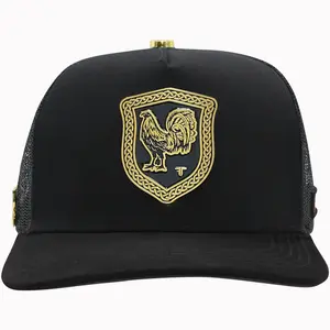 FERRETI HATS PREMIUM FT133 Gallo Greca Cotton Trucker Hat with Unique Golden Rooster Logo Design