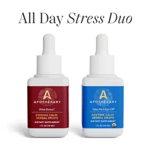 Apothékary All Day Stress Duo - Ease your stress from day to night - Tension Relief & Sleep Support Liquid Herbal Drops* | Made in the USA
